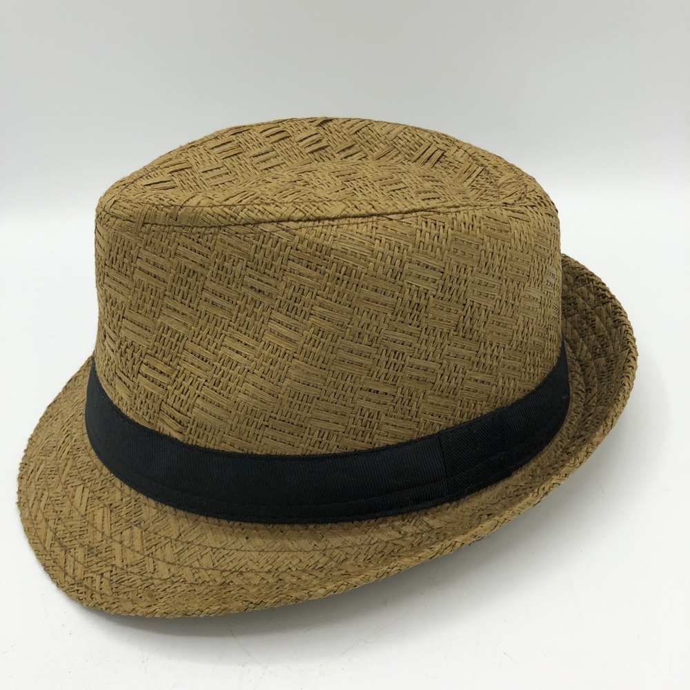 Fedora Hat Brown Tan Black Paper Straw Beach Vacation Resort